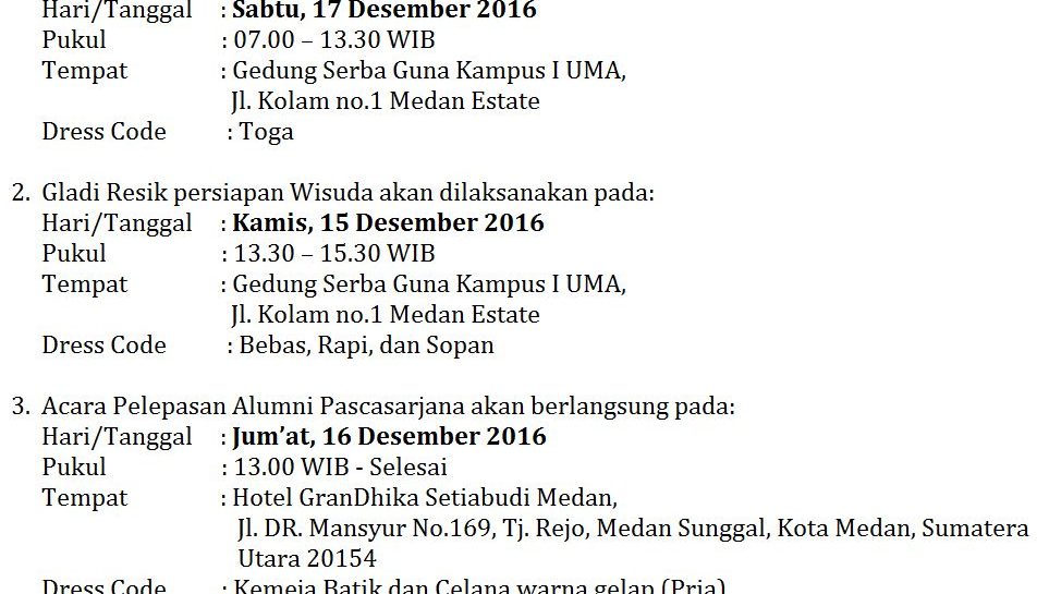Jadwal Wisuda Periode II 2016
